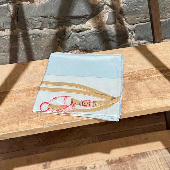 Hermès Pale Blue Pink "Brides De Gala" 90cm Silk Square Scarf - Picture 2 of 9